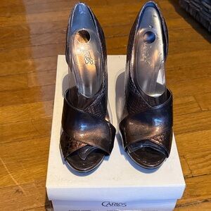 Carlos by Carlos Santana Metallic Peep-Toe Heels